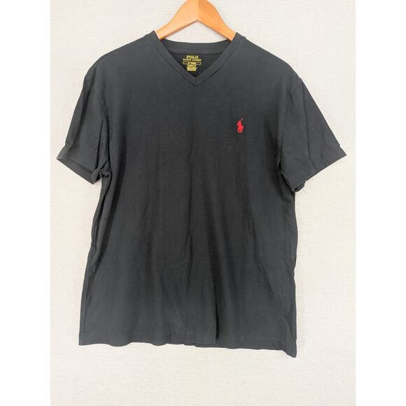 Polo Ralph Lauren TShirt Size Medium VNeck Classic Fit Black -0825F17 - Picture 1 of 7